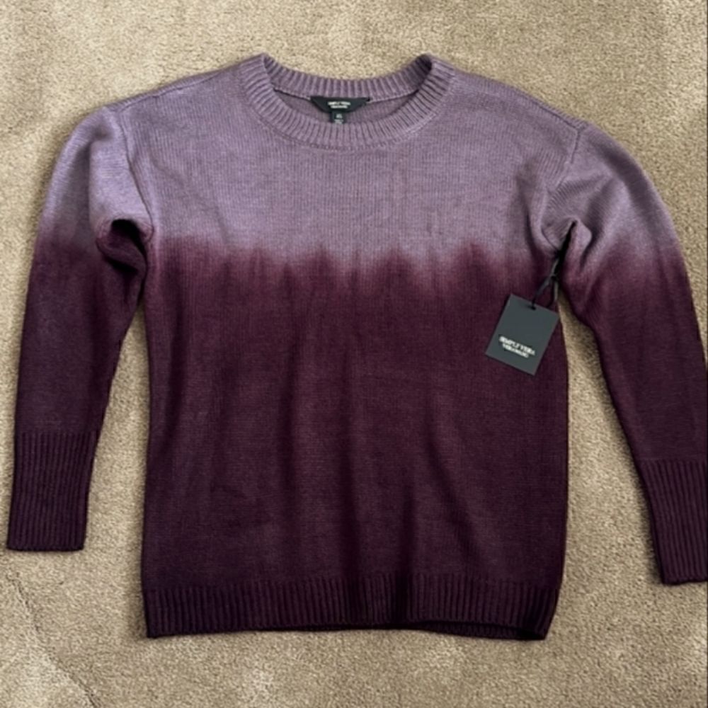 Simply Vera Wang Ombre Pullover Sweater Purple Dye Effect Sz XSMALL NWT